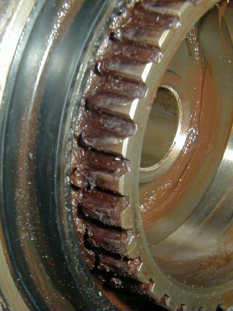 the splines on the drive unit, also worn